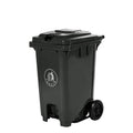 100L Outdoor PE Household Rubbish Bin with Rolling Cover Type and Foot Pedal Eco-Friendly Rectangular Trash Can