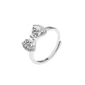 Luxury Silver Plated Wedding Ring For Women Bow Shape Full Diamond Moissanite Diamond Zircon Ring Engagement Finger Ring
