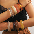 Meetyoo Wholesale Exaggerate Irregular Dyeing Translucent Resin Bracelet Acrylic Geometric Trendy Bangle Bracelet Gift for Women