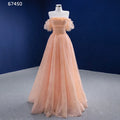 Rsm67450 Women'S Evening Dress Elegant Lace Orange Tube Top A-Line Sheer Embroidered Party Dress