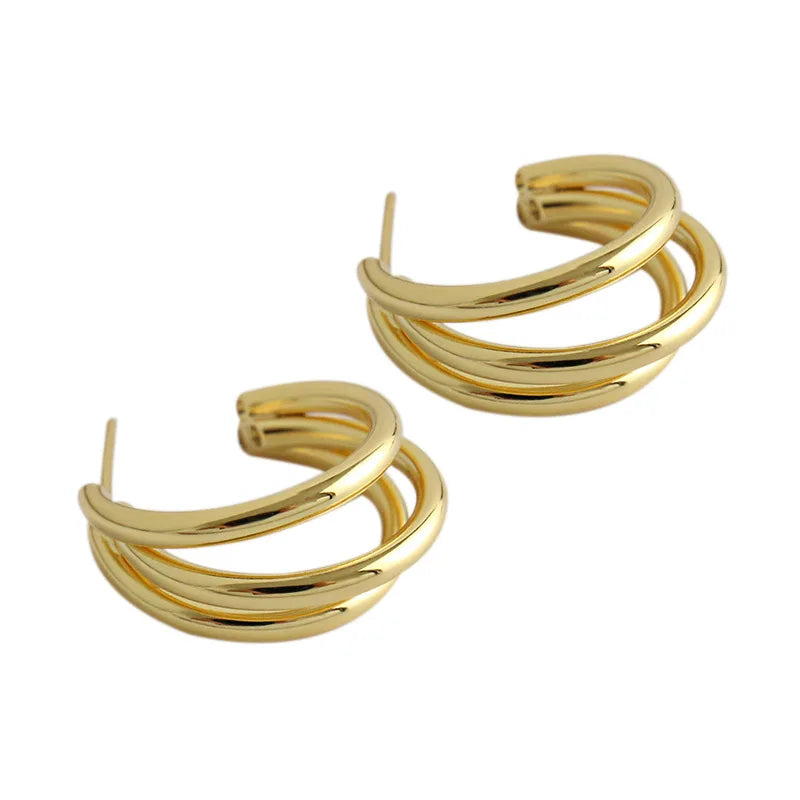 New Fashion Jewelry 925 Sterling Silver Multiple Layers Pendant 18K Gold S925 Sterling Silver Earrings for Women YH384