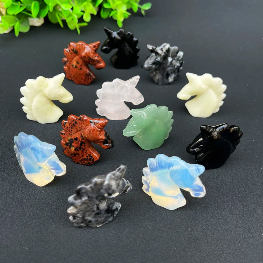 Wholesale Obsidian Rose Crystal Unicorn Carving for Home Decoration