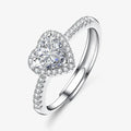 Wholesale 925 Sterling Silver Wedding Simple Heart Shape Moissanite Ring for Women