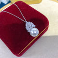 P1559 11-12mm DIY Natural  Freshwater Pearl Charm Pendant Necklace Accessory 925 Sterling Silver Jewelry for Women Without Chain
