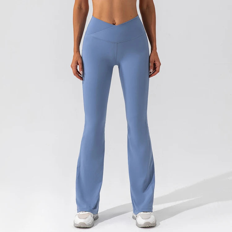 New Fashion Hip Lift Yoga Leggings Pants Custom logo Women v High Waist Flare Leggings