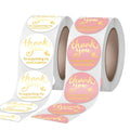 Custom pink Product Thermal Reusable Cute Designs Paper Round Thank You Stickers for Cup
