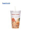 For BestSub Custom Logo Minimalist Design Glass for Mugs Wholesale Ceramic Cups for Straw Lid for Boiling Water Sublimation Coff