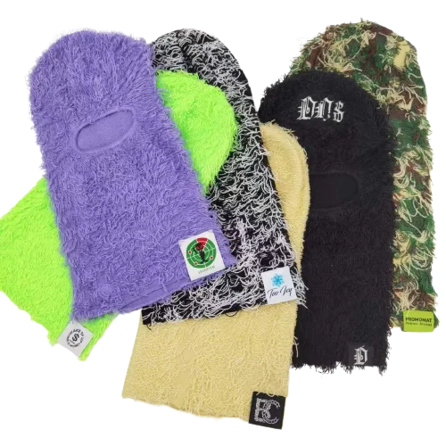 Wholesale Custom Designer Grassy Ski Mask One Hole Knit Full Face Cover Distressed Balaclava