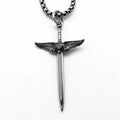 Non Tarnish Jewelry Stainless Steel Red Heart Zircon Wing Sword Pendant Necklaces