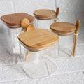 Square Borosilicate Glass Storage Container with Bamboo Lids and Spoon Airtight Eco-Friendly Food Storage Jars