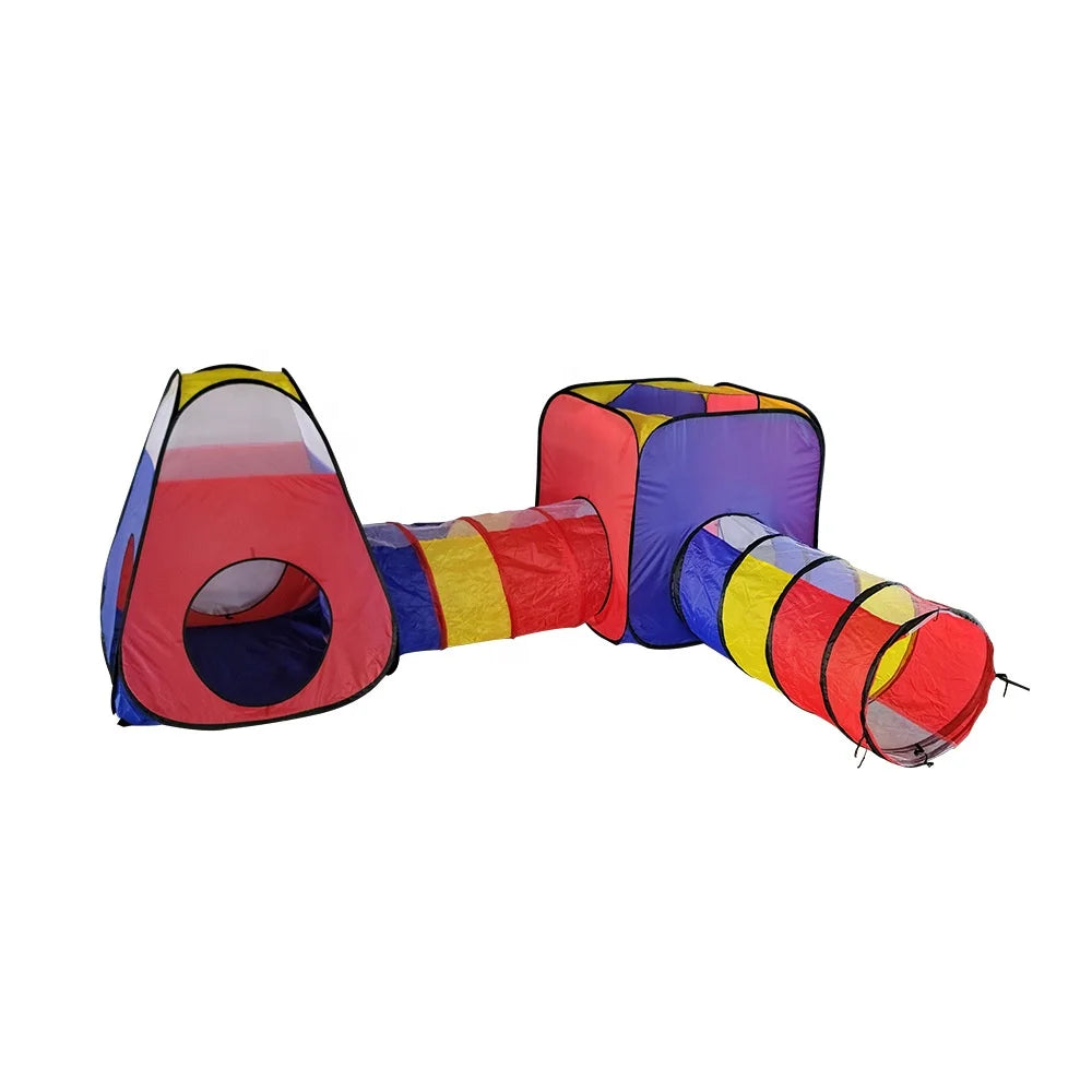Children's Indoor Portable Toy Playhouse 4-Piece Set with Ocean Ball Pool and Elastic Steel Wire Foldable Tent for Kids