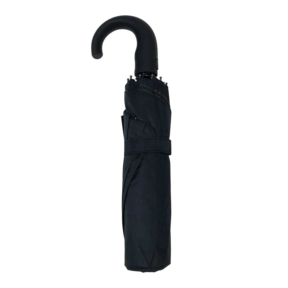 OVIDA Premium Quality Umbrella 23"10k Extra Large Canopy  Black UV J Shape Rubber Handle with Multifunctional LED Light