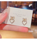 2022 Cute Korean Earrings Diamond Zircon Heart Shape Stud Earrings for Women Girls