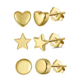 RINNTIN APE41 Daily Wear 6mm 925 Sterling Silver Gold Plated Mini Heart Stud Earrings for Woman