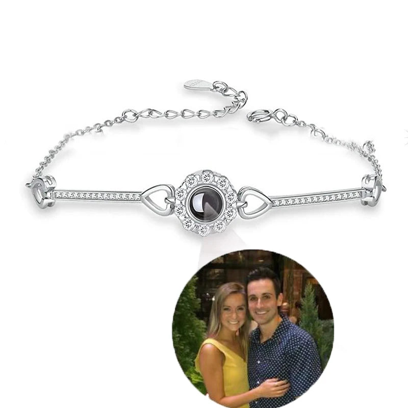 Shangjie OEM Valentine Days Gifts Custom Bracelet Projection Photo Charm With Picture Inside Custom Bracelet