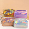 Hot Sale Colorful Holographic Makeup Pouch Bag Waterproof Laser Shiny Beauty Cosmetic Bag for Ladies Toiletry Wash Pouch
