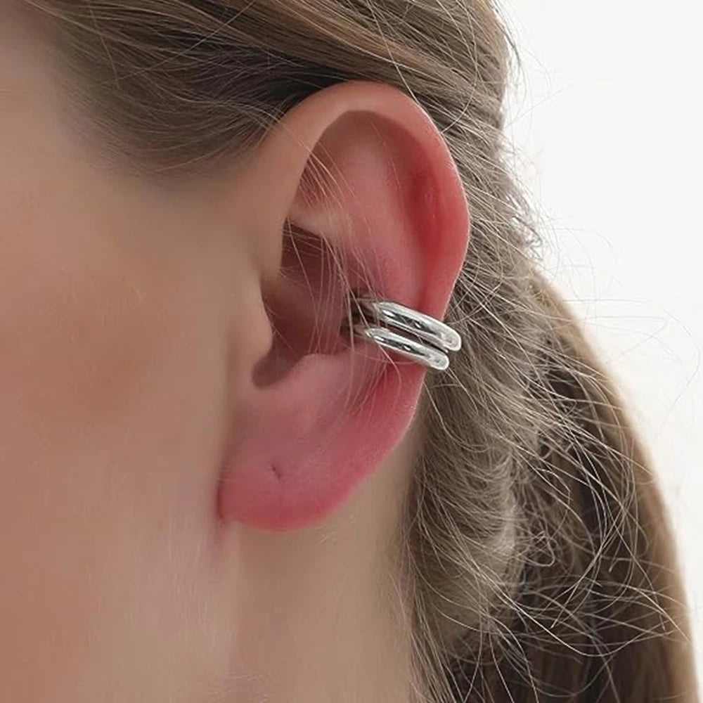 J&D Jewelry High Polish 4mm Plain Cuff Earring Stainless Steel Smooth Simple Ear Clip for Girls