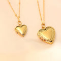 18K Gold Plated Stainless Steel Jewelry Open Sublimation Blank Heart Lock DIY Frame Photo Picture Memory Locket Pendant Necklace