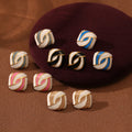 Trendy Earrings Fancy Colorful Enamel Stud Earrings Women Waterproof Stainless Steel Cheap Earrings in Bulk Wholesale