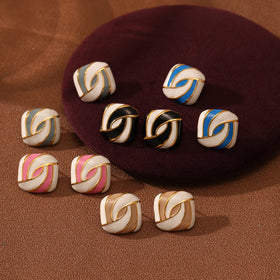 Trendy Earrings Fancy Colorful Enamel Stud Earrings Women Waterproof Stainless Steel Cheap Earrings in Bulk Wholesale