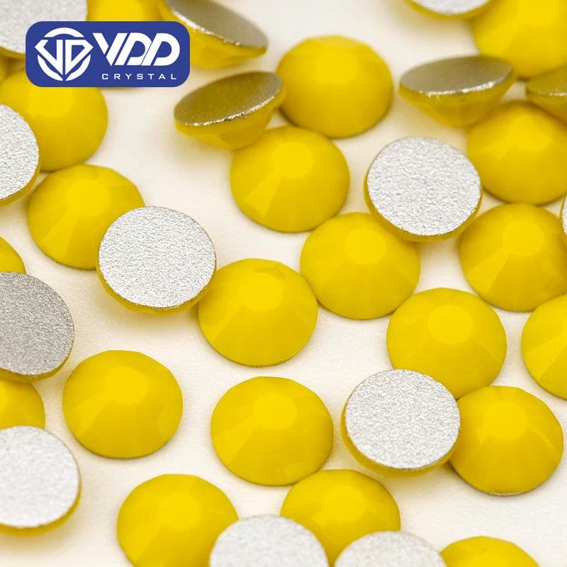 VDD 049 Chalk Yellow SS6-SS30 Glass Rhinestones Crystal Non Hotfix Flatback Stones Strass for DIY Nail Art Accessories