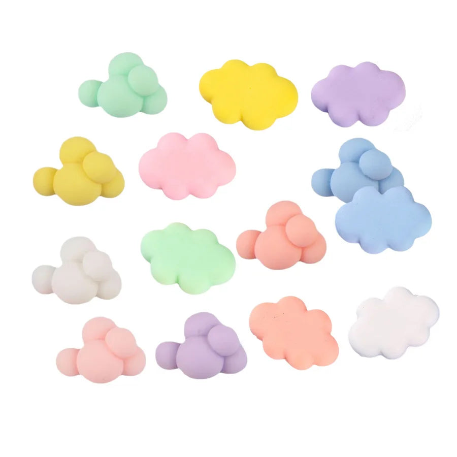100pcs/lot Cheap Matt Colored Cloud Flatbck Resin Cabochon for Bottle Stationery