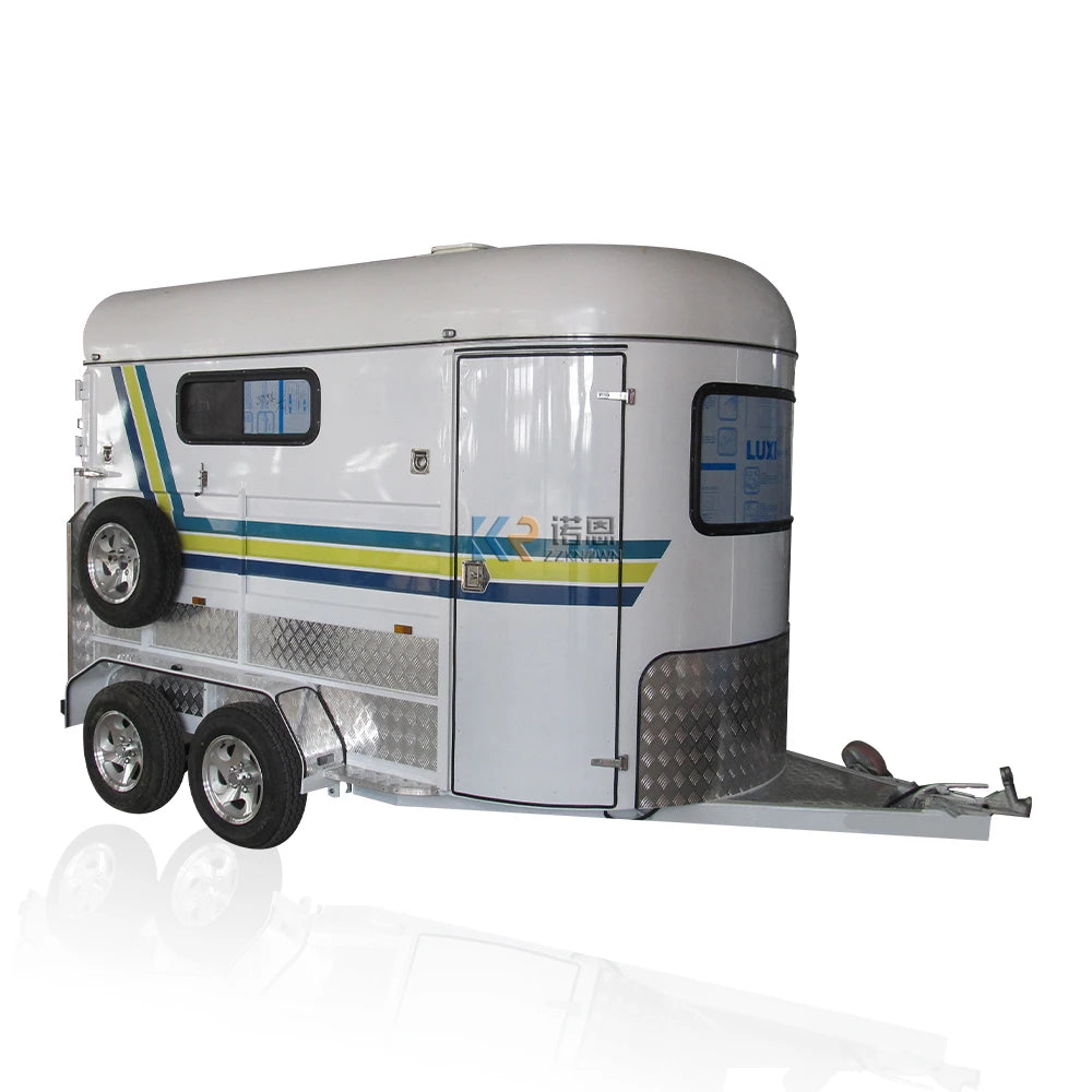 New Horse Trailer  Ramp Divider Square  Float Australian Curved Window 2 Horses Angle Loading Trailer