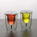 Online Wholesale Glass Juice Cups Double Wall High Borosilicate Glass Cups Double-layered Glass Cup with Rose Flower Shape