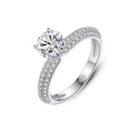 CZCITY 1 Carat Silver Sterling Moissanite Ring Jewelry Wholesale Pave with CZ Stackable 925 Silver Round Halo Moissanite Ring