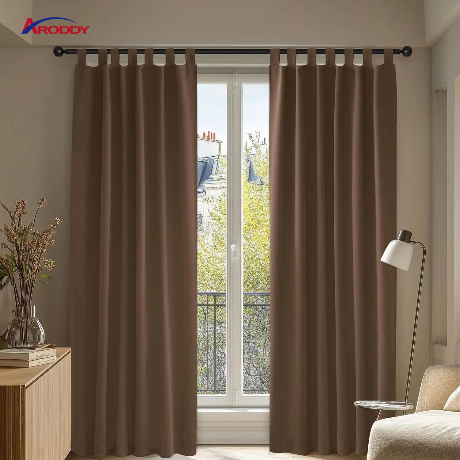 ARODDY Modern 175cm Long Blackout Rod Pocket Curtains Black Fabric Thermal Insulated Drapes Bedroom Curtains Rod Hospital Hotel