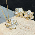 Women's Trendy 6-7MM Freshwater Pearl Lotus Wedding Jewelry Sets Gold Dubai 112 Natural 112 Nigeria Wedding Jewelry 112