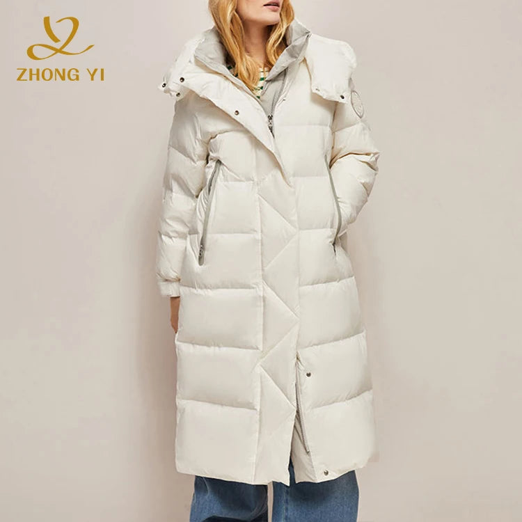 Winter Women's Down Jacket Loose Casual Hooded Long Coat Down Large Size Thickened Coat Warm Fashion Jacket