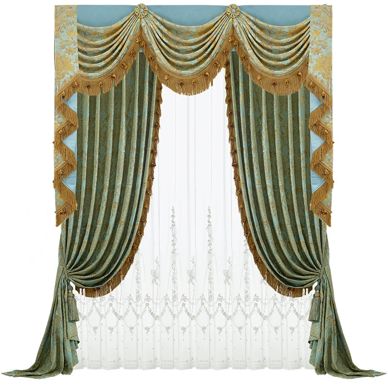 Wholesale JK5012-29 Luxury Classic European Royal Jacquard Polyester Cotton Silk Linen Curtain Fabric Woven Home Textile Dyed