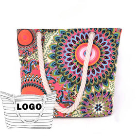 Quality-assured Patented Design Fashionable Printed Canvas Fabric Women's Handbag Beach Bag