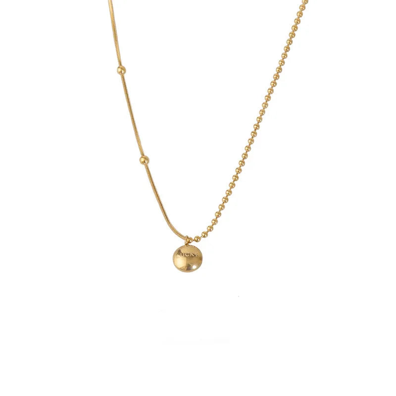 Hot Selling Jewelry 316 Stainless Steel Gold Plated Ball Thin Chain Chokers Lucky Necklace for Women