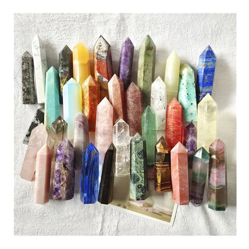 High Quality Natural Crystals Healing Stones Tower Amethyst Wand Rose Quartz Point for Christmas Decorations