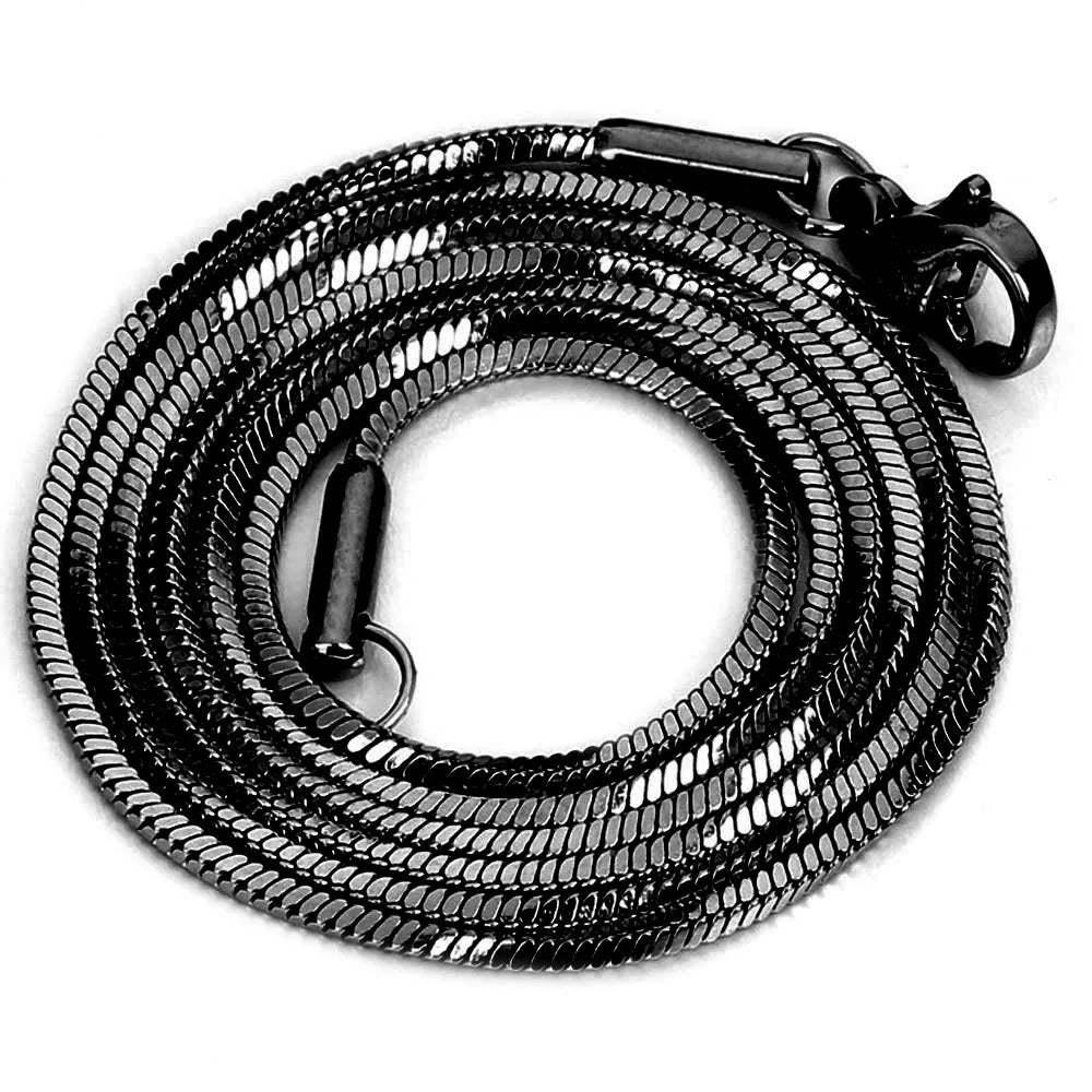Black Square Snake Chain Size 0.9mm 1.2mm 1.5mm 2mm High Polished Snake Jewelry Stainless Steel Square Snake Necklace