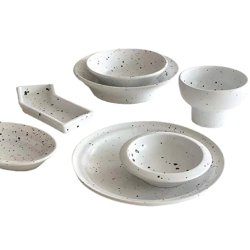 Korean Ins Splash Ink Ceramic Bowl Tableware Rice Household Bowls Fruit Salad Bowl