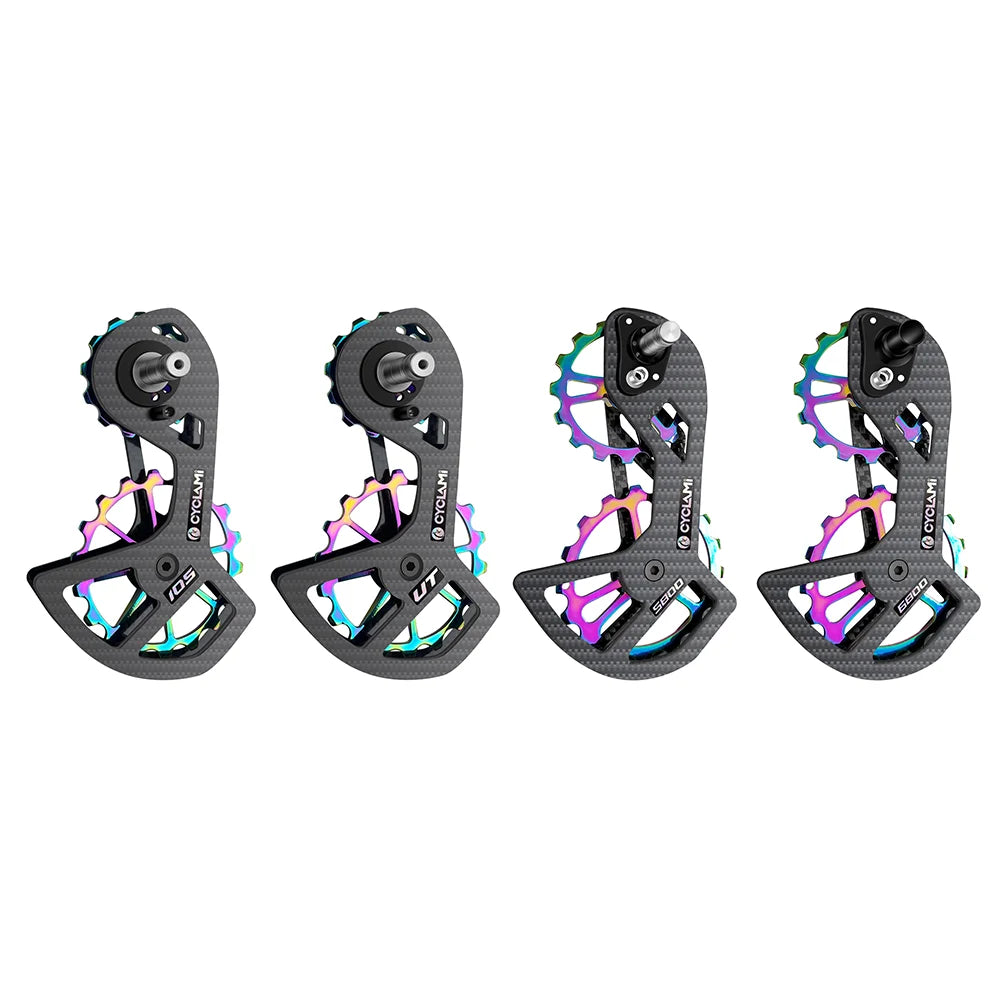 CYCLAMI Carbon Fiber Wheel Set with Rear Derailleurs Bicycle Ceramic Bearing Guide Wheel