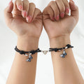 2022 New Fashion Adjustable Colorful Butterfly Bracelet Silver Plated Magnetic Heart Bracelet Black String Couple Bracelet