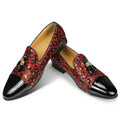 Men's Patent Leather Sequins Pointed Toe Loafers Slip-On Handmade Red Shoes Customized Spring Summer Winter Wedding Party