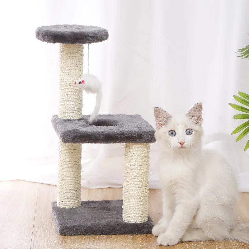 Manufacturer Wholesale Luxury Three-Layer Sisal Cat Scratching Post Kitten Climbing Jumping Tower Toy