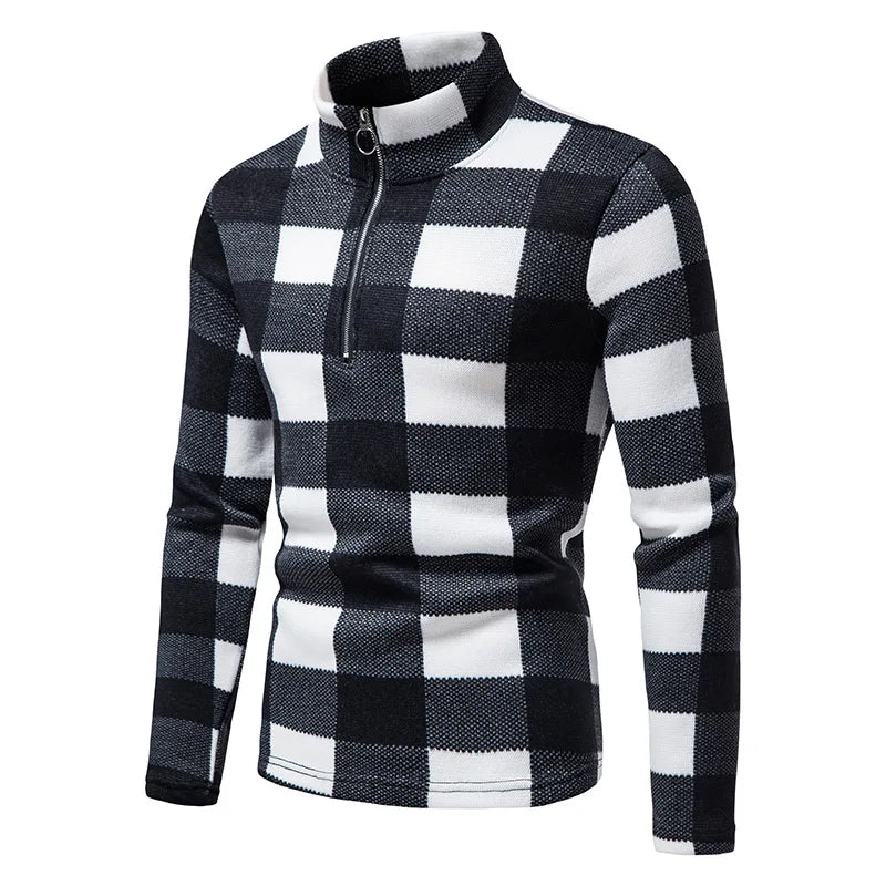 2023 New Fashion Men's Sweater Men's Casual Plaid Sweater Shirts