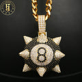 Fashion Hip Hop Jewelry Number 8 Meteor Hammer Pendant Micro Paved Cubic Zirconia Ball Black CZ Pendant Necklace