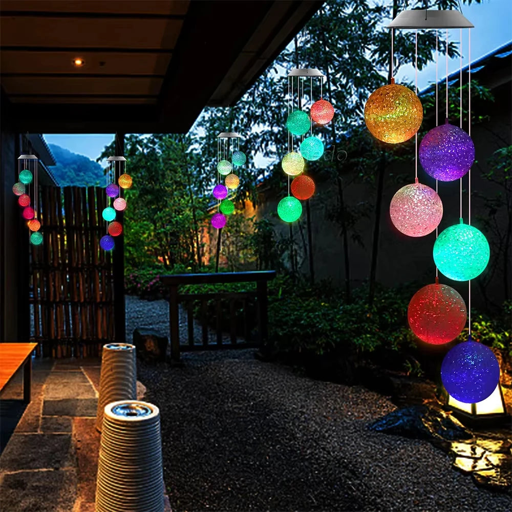 Crystal Ball Solar Wind Chimes With Color Changing Light Best Gift for Loved One Windchimes Unique Outdoor Decor Wind Chimes