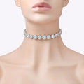 Weiman Brilliant Cut Cubic Zirconia Tennis Choker Necklace Women's Adjustable Gold Plated Box Chain Jewellery for Party Wedding