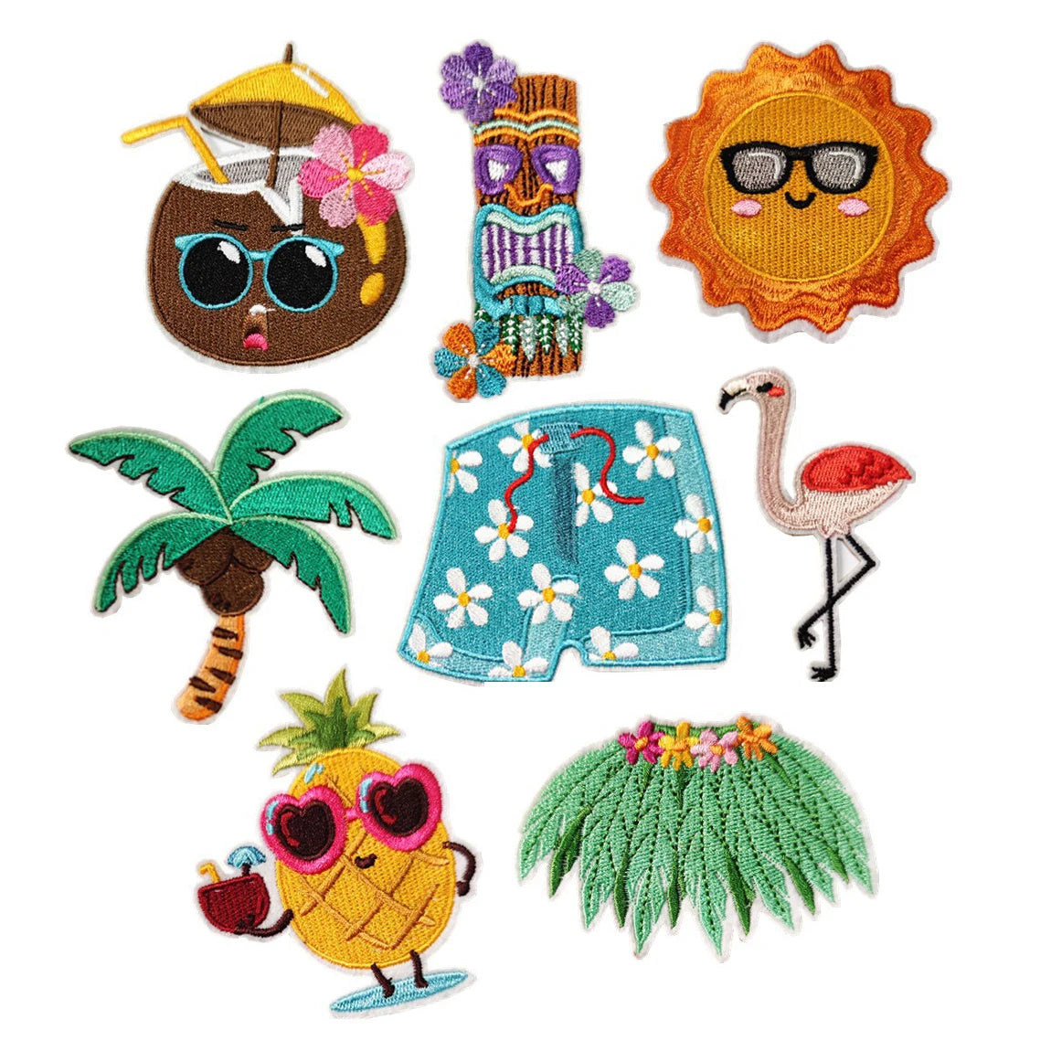 Summer Camping Theme Handmade Embroidery Iron on Hawaiian Camping Patches