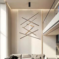Strip Shape Simple Hanging Decorative Ceiling Pendant Lights Circle Rings Acrylic Black Luxury Modern LED Chandelier Lamp