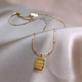 Popular Geometry Titanium Steel Letter Square Round Beaded Fashion Collar Chain Necklace