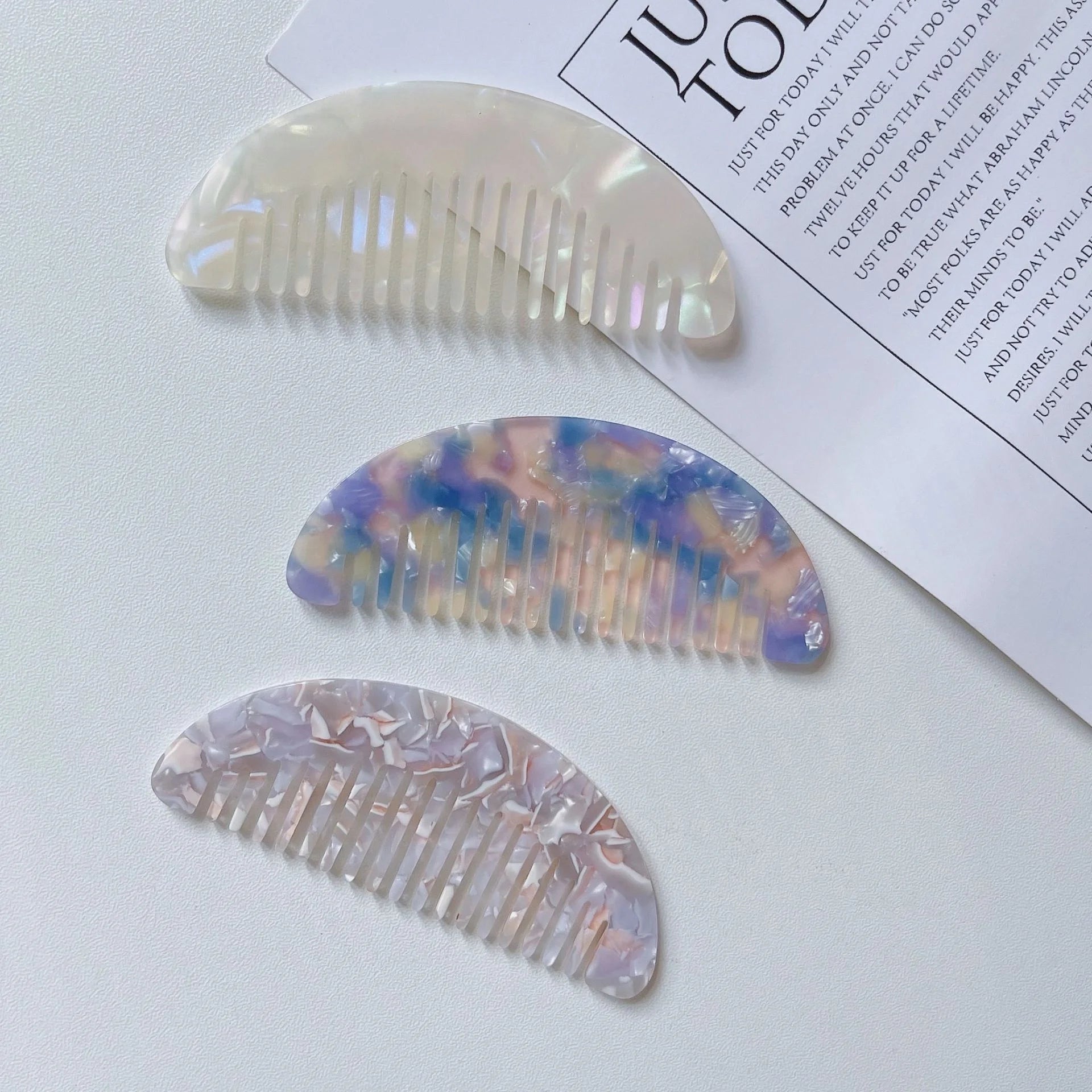 9 CM Small Round Detangling Acetic Braiding Teasing Hair Combs Marble Tortoise Wide Tooth Pocket Cellulose Acetate Comb in Bulk
